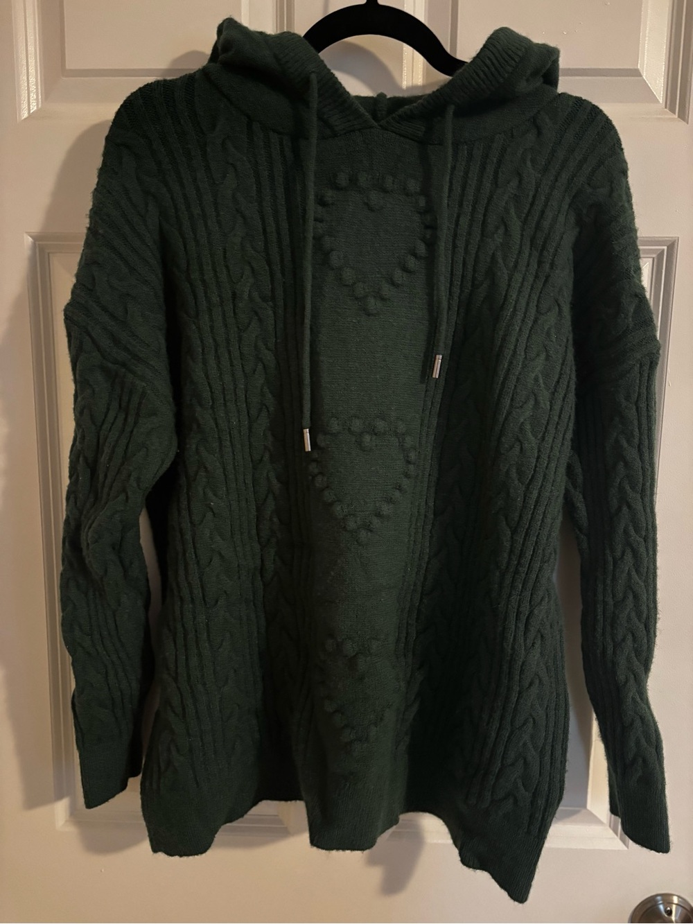 BloomChic Forest Green Cable Knit Hoodie Sweater